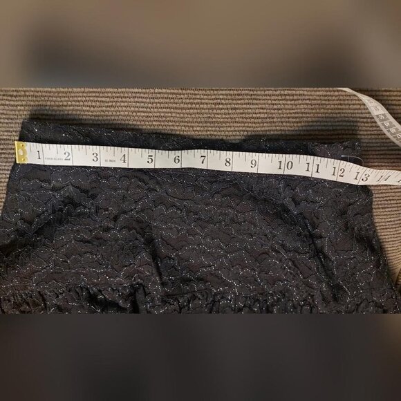 Gothic Romantic Lace Midi Shimmer Drop Waist Flowy Skirt Holiday Glam - Picture 8 of 12